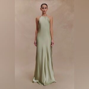Meshki Bella Satin Halter Maxi Dress